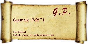 Gyurik Pál névjegykártya
